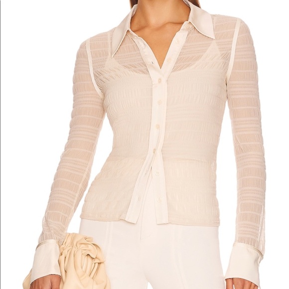 Jonathan Simkhai Tops - Jonathan Simkhai Robin Mesh Button Down Top